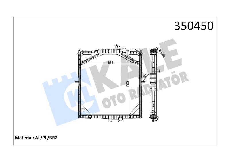 RADYATOR VOLVO TRUCKS VOLVO FH 400-520 05=> FH12 3 40-500 FH16 470-700 93=> NH12 380/420 99=> (MT) (ÇERÇEVELİ) AL/BRZ 900×868×48