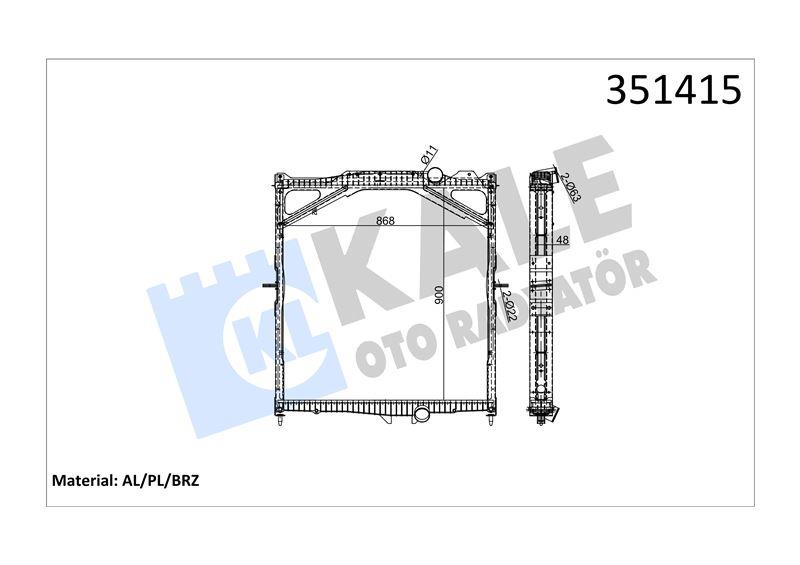 RADYATOR VOLVO TRUCKS VOLVO FH12 380-520 93=> FH16 550/610 03=> NH12 380/420 99=> (MT) (ÇERÇEVELİ) AL/BRZ 900×868×48