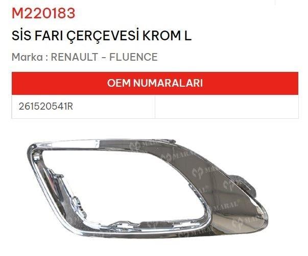 SİS FARI ÇERÇEVESİ KROM SOL FLUENCE