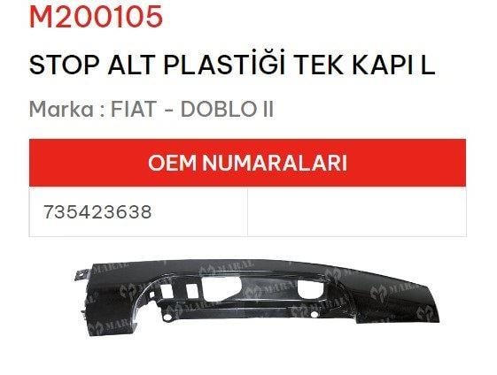 STOP ALT PLASTİĞİ SOL TEK KAPI DOBLO II