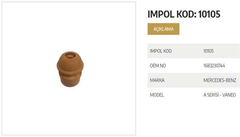 SÜSPANSİYON TAKOZU ÖN A SERİSİ W160-W168-VANEO ESKİ KOD 8123