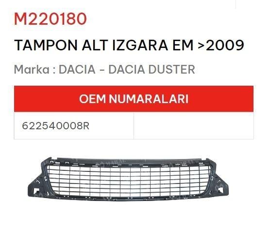 TAMPON ALT IZGARA EM >2009 DACIA DUSTER