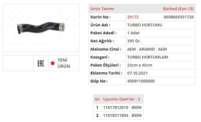 TERMOSTAT HORTUMU BMW 3.16×1