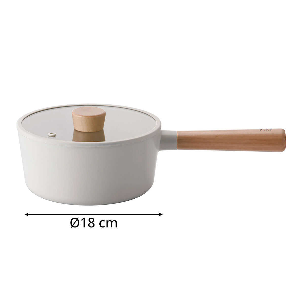 FİKA D-NEOF218 CAM KAPAKLI ALÜMİNYUM DÖKÜM SOS TENCERESİ 18CM, BEJ