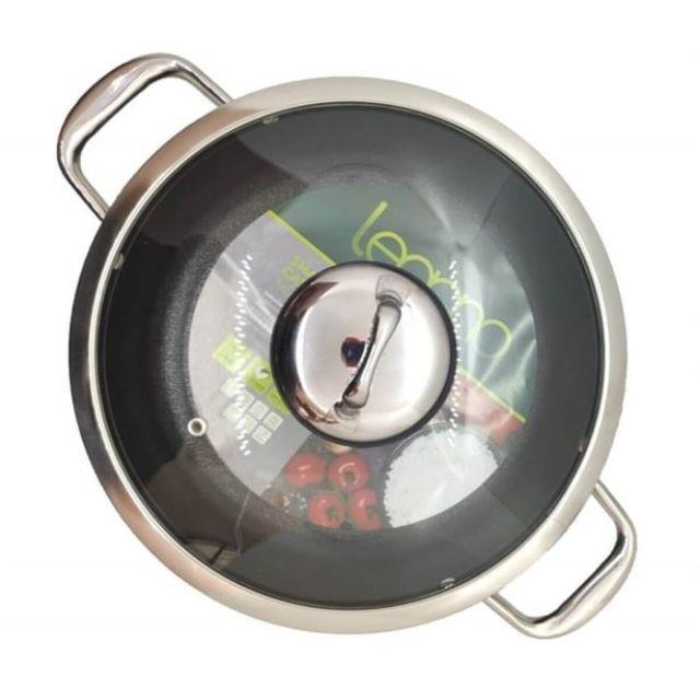 LEGGNO MST2828ST24BK MASTER 24cm sığ tencere, çelik kulp, özel çerçeveli cam kapak siyah