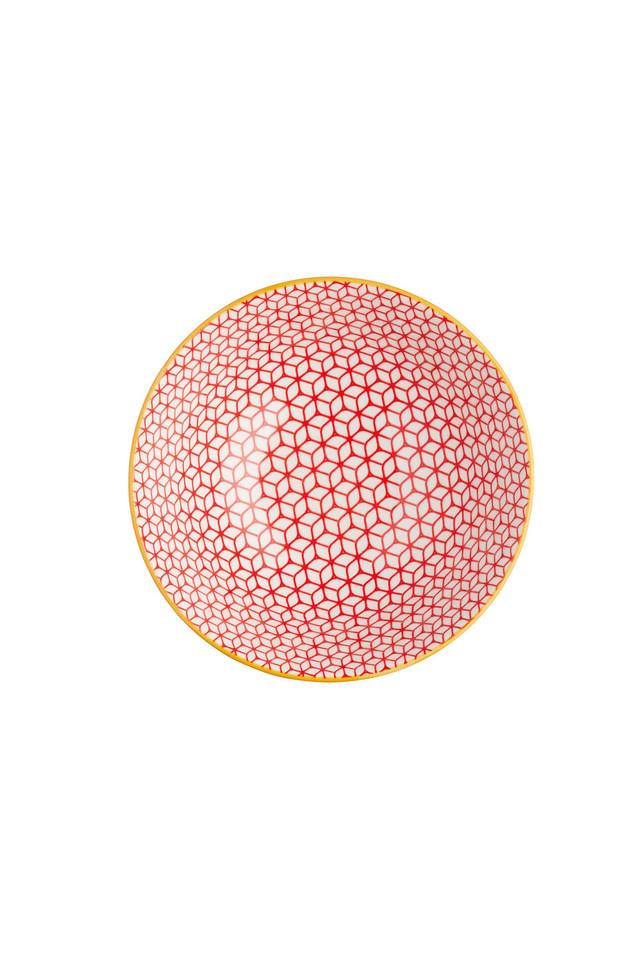 Mikasa KCBOWL06 Glazed Sırlı Seramik Kase Geometrik Mavi Desenli