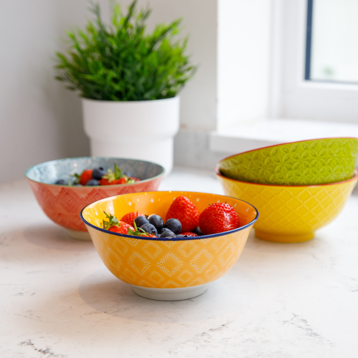 Mikasa KCBOWL07 Glazed Sırlı Seramik Kase Turuncu Nokta Desenli