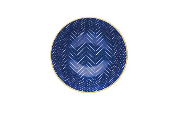 Mikasa KCBOWL18 Glazed Sırlı Seramik Kase Yapraklı İndigo Desenli