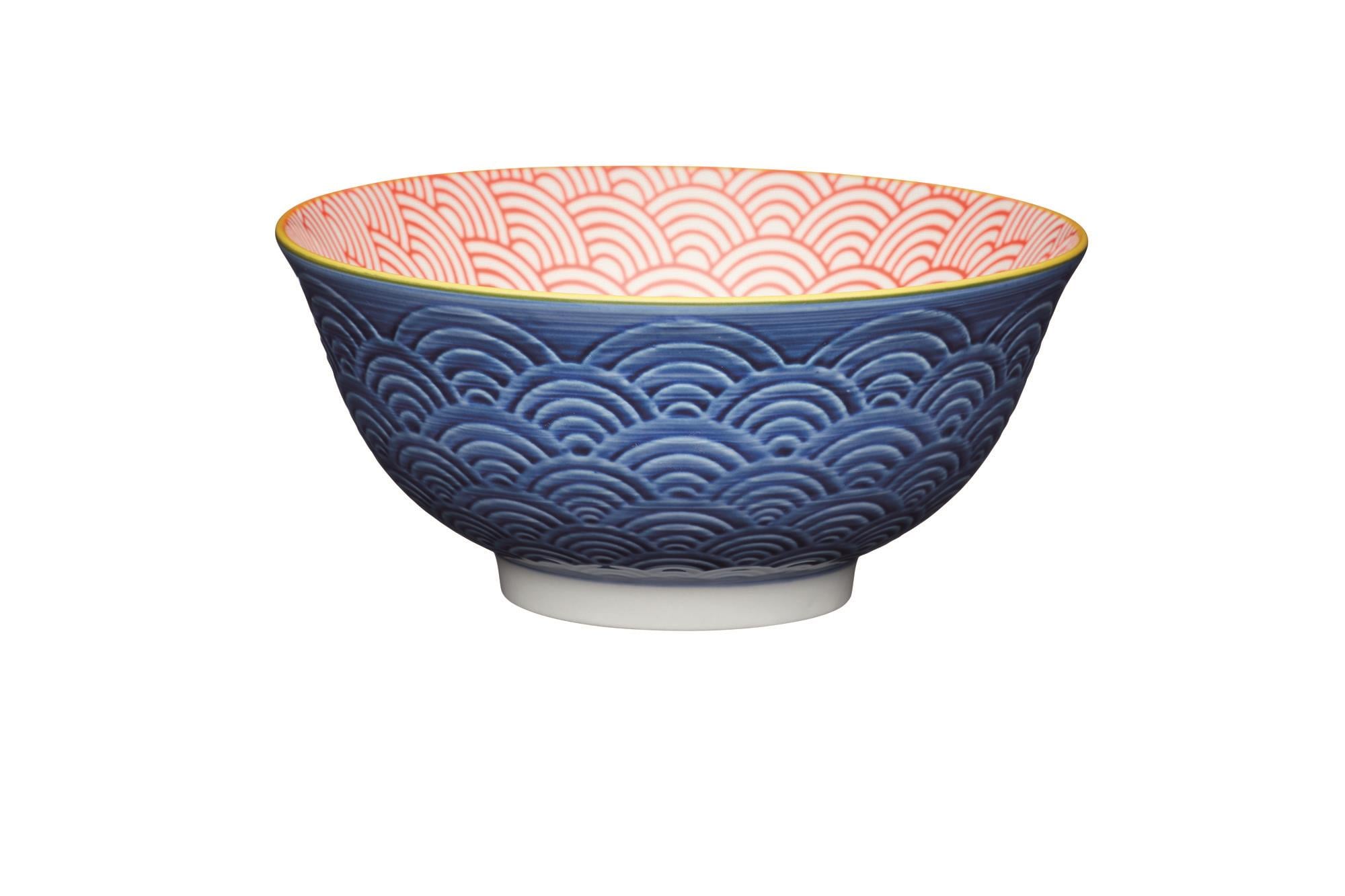 Mikasa KCBOWL27 Glazed Sırlı Seramik Kase Mavi Kavis Desenli