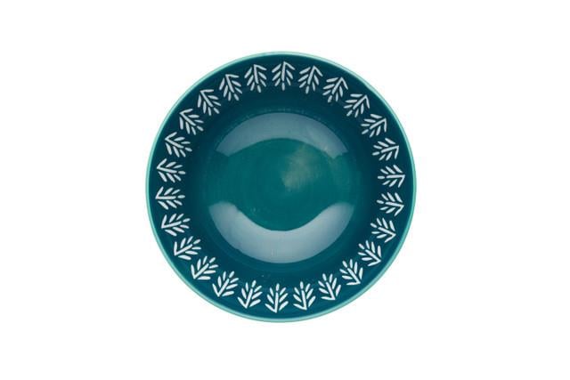 Mikasa KCBOWL29 Glazed Sırlı Seramik Kase Etnik Yaprak Desenli