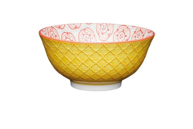 Mikasa KCBOWL30 Glazed Sırlı Seramik Kase Sarı Çiçek Desenli
