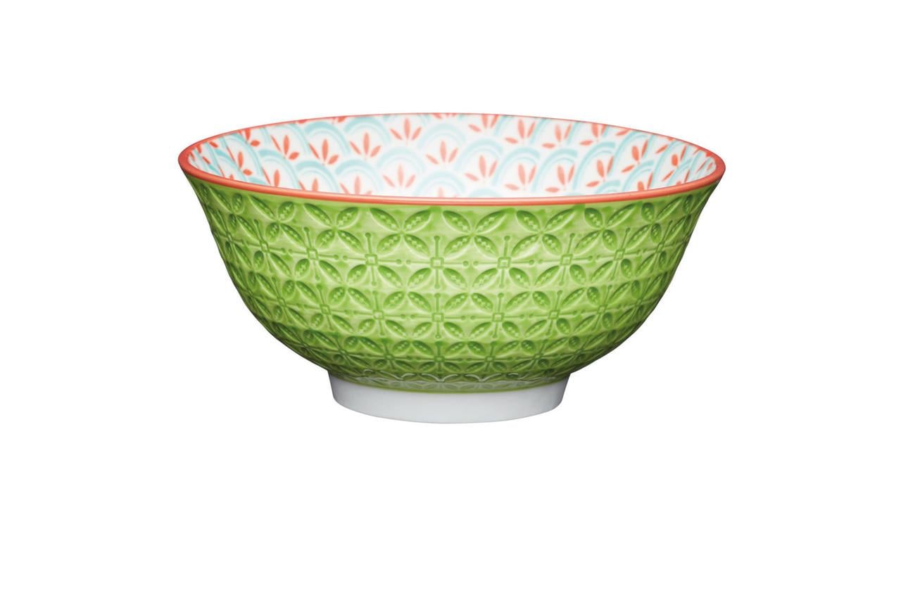 Mikasa KCBOWL31 Glazed Sırlı Seramik Kase Geometrik Açık Yeşil Desenli