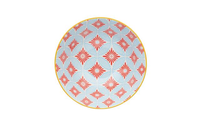 Mikasa KCBOWL32 Glazed Sırlı Seramik Kase Mavi Mozaik Desenli