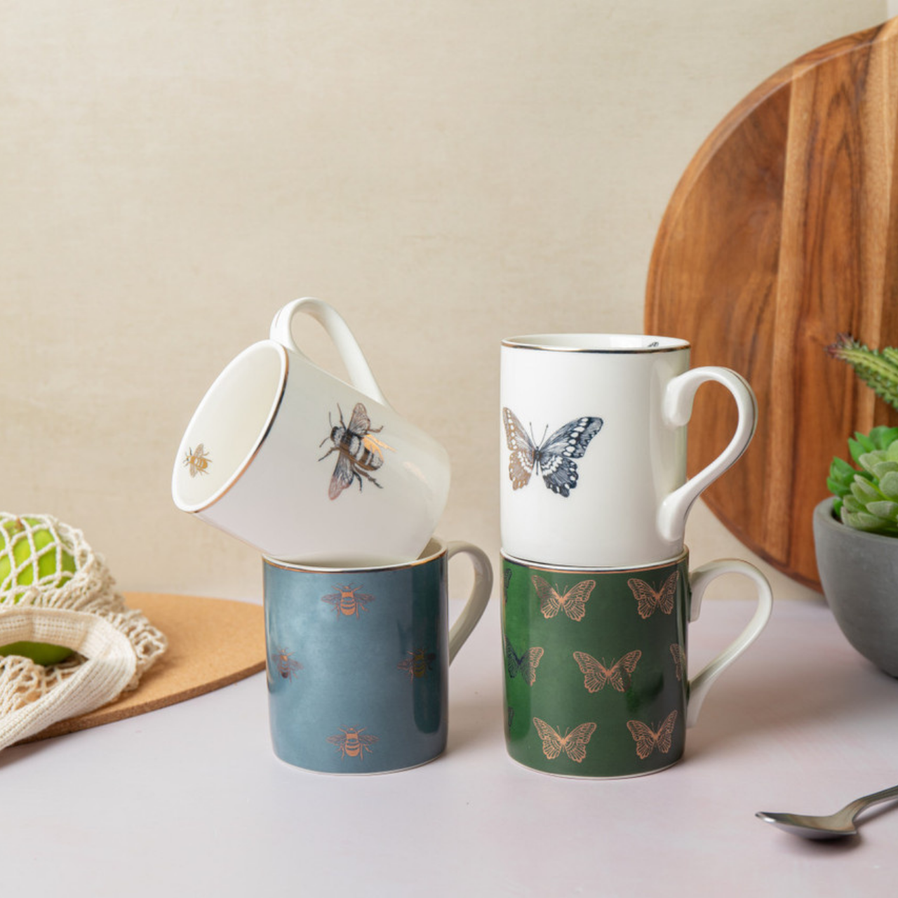 Mikasa MKCANBFLIES Fine China 280ml Düz Taraflı Kupa Kelebekler