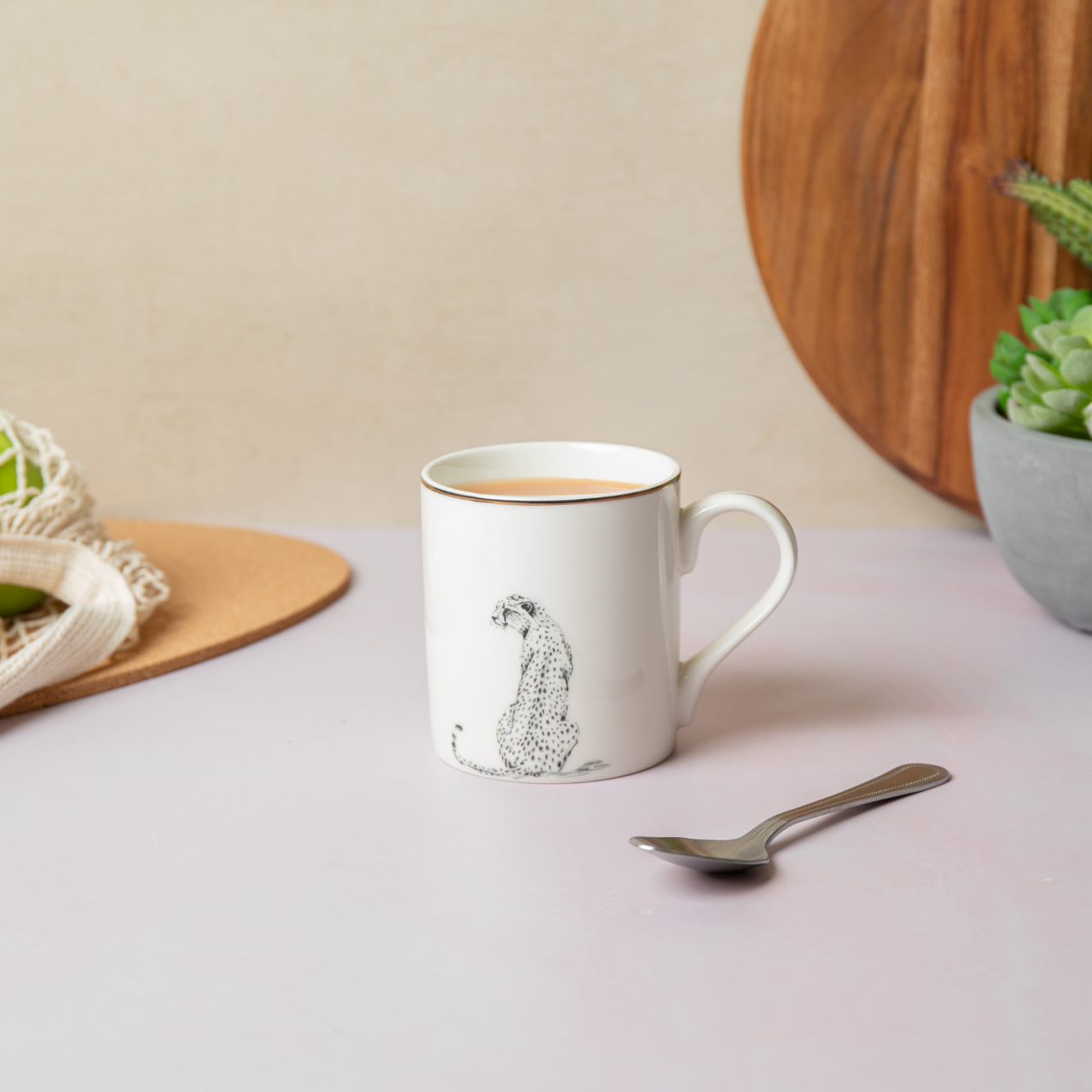 Mikasa MKCANCHEETAH Fine China 280ml Düz Taraflı Kupa Çita