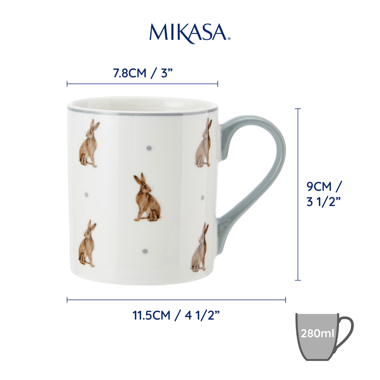 Mikasa MKCANHARE Fine China 280ml Düz Taraflı Kupa Tavşan
