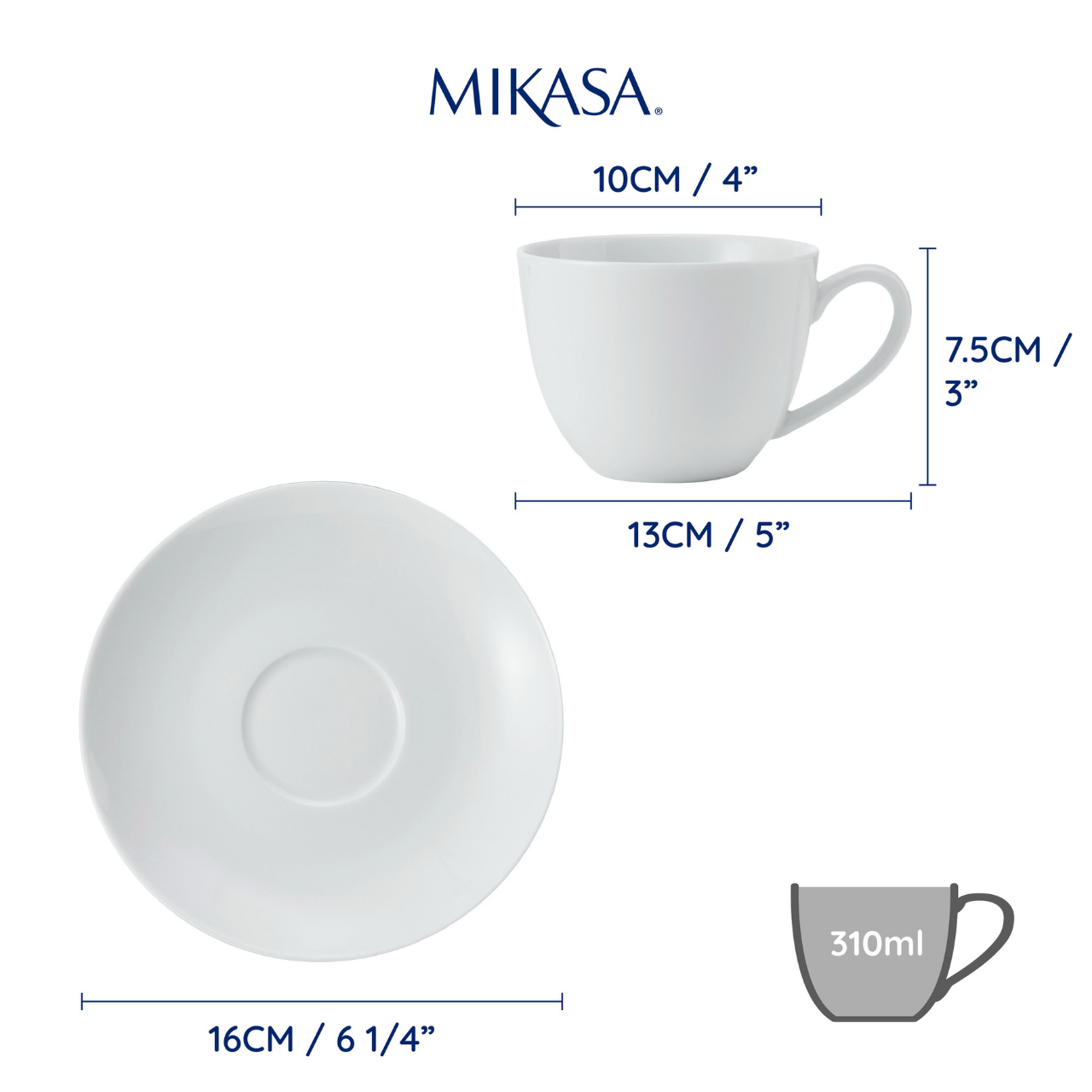 Mikasa MKCHCAPPK2 Chalk Porselen 2li 310ml Cappuccino Bardak ve Tabak Seti