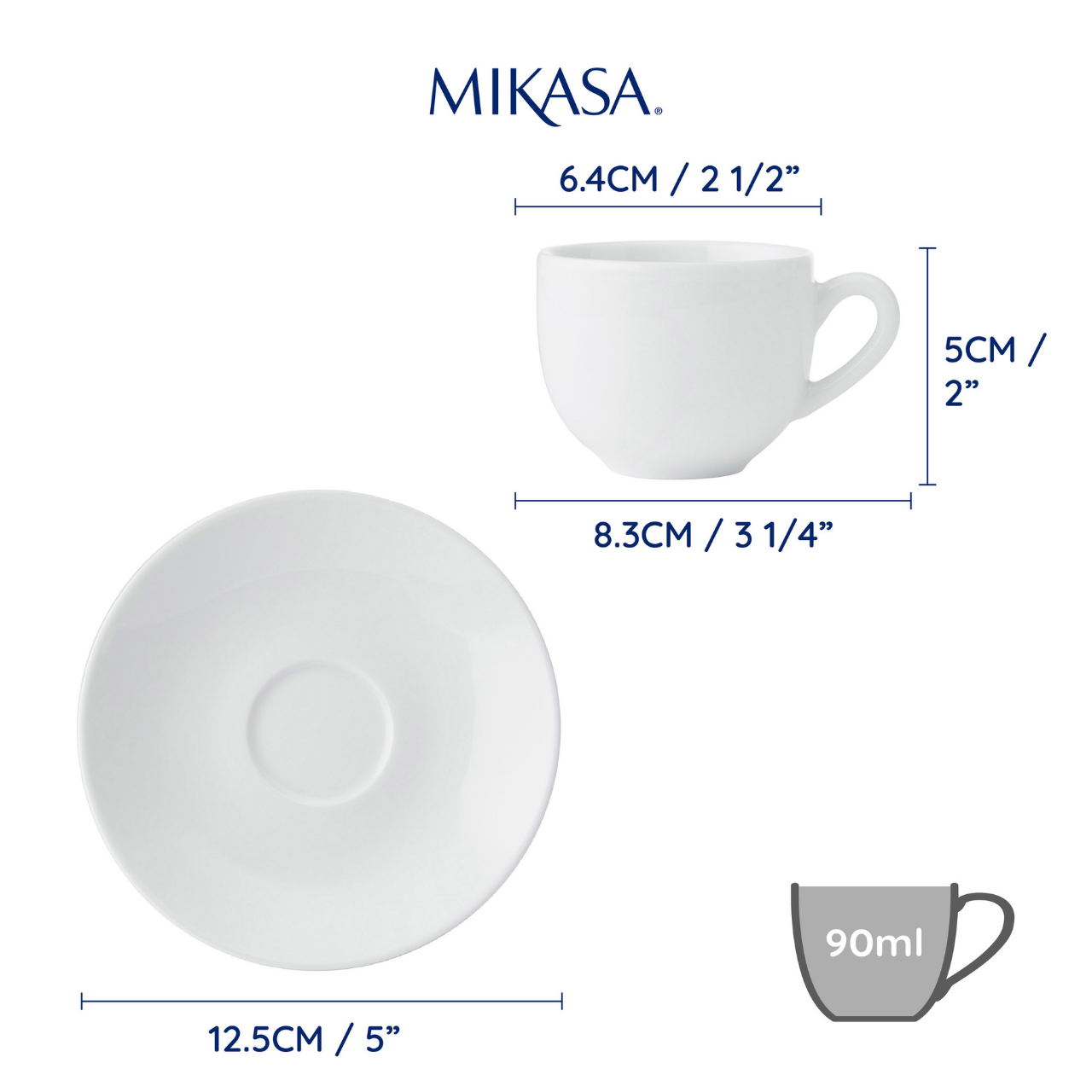 Mikasa MKCHESPPK2 Chalk 2li 90ml Porselen Kahve Fincanı ve Tabağı