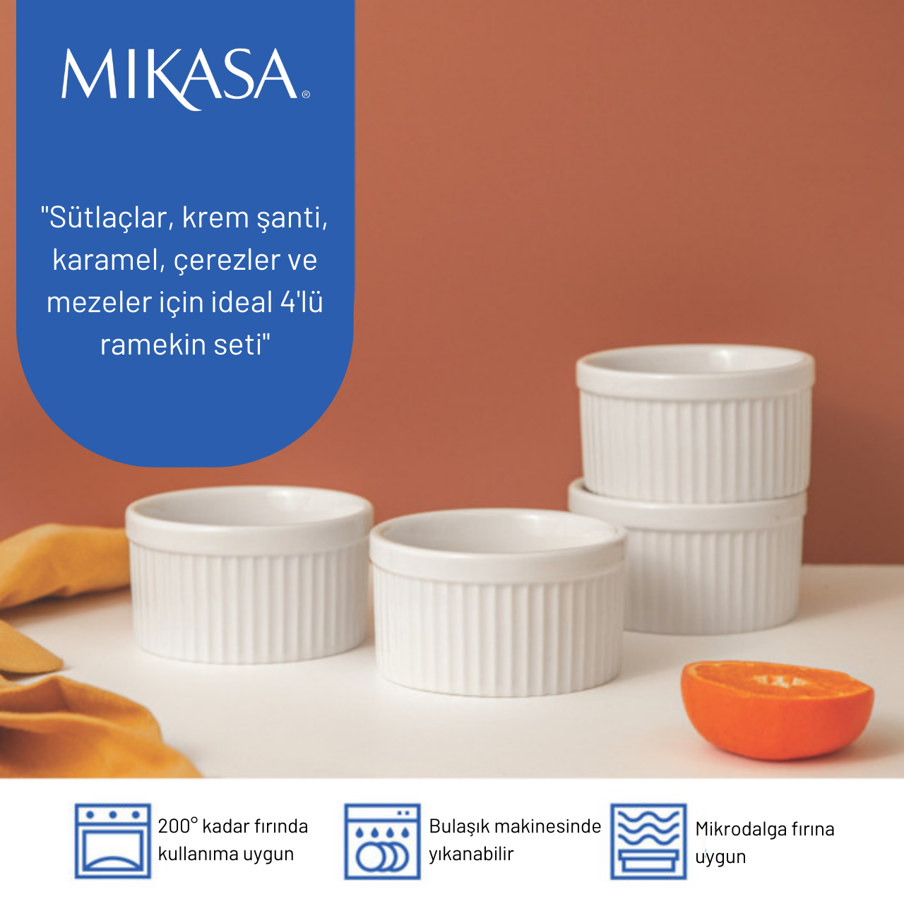 Mikasa MKCHRAMPK4 Chalk Porselen 4lü 10cm Sufle Seti