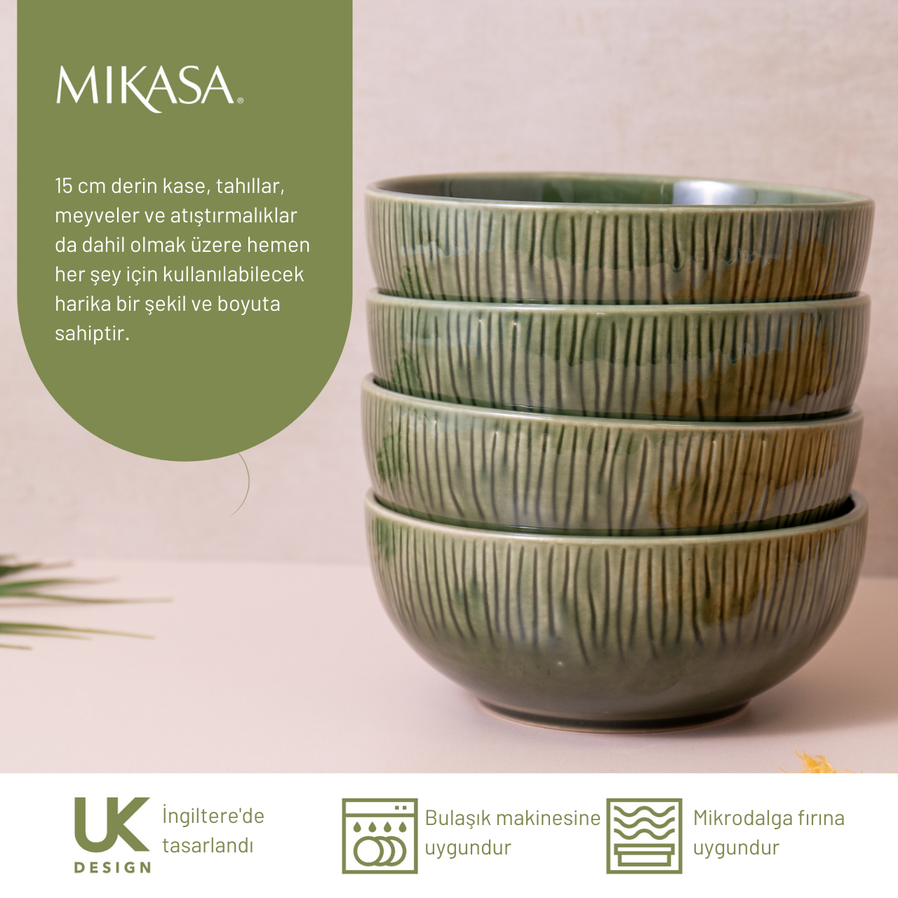 Mikasa MKJDBOWLPK4 Jardin Stoneware 4lü 15cm Çorba Kasesi Seti