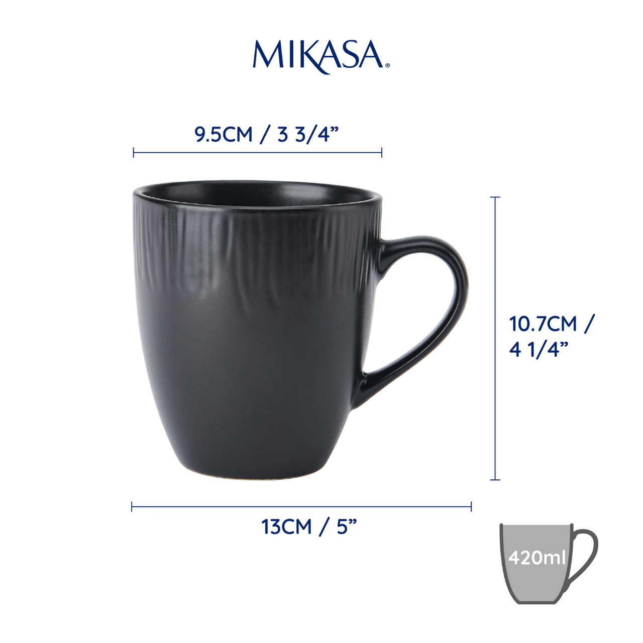 Mikasa MKJDMMUGPK4 Jardin Midnight 4lü 420ml Stoneware Kupa Seti Siyah