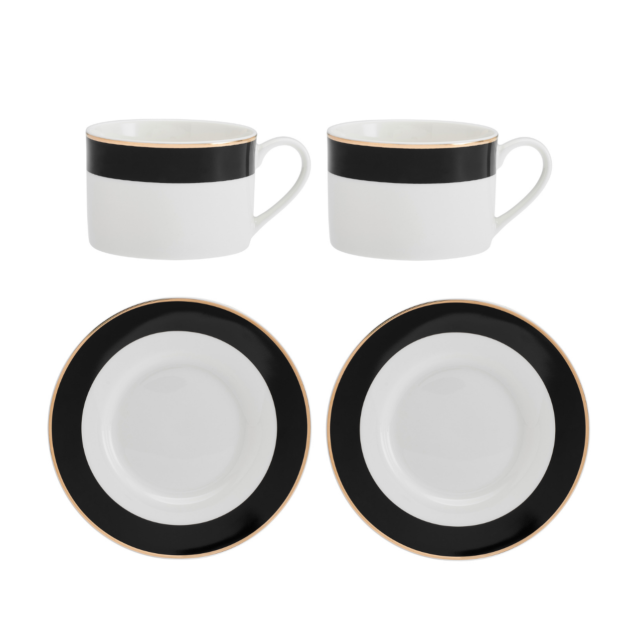 Mikasa MKLDBANDCUPPK2 Luxe Deco 2li 200ml Çay Fincanı ve Tabağı Seti