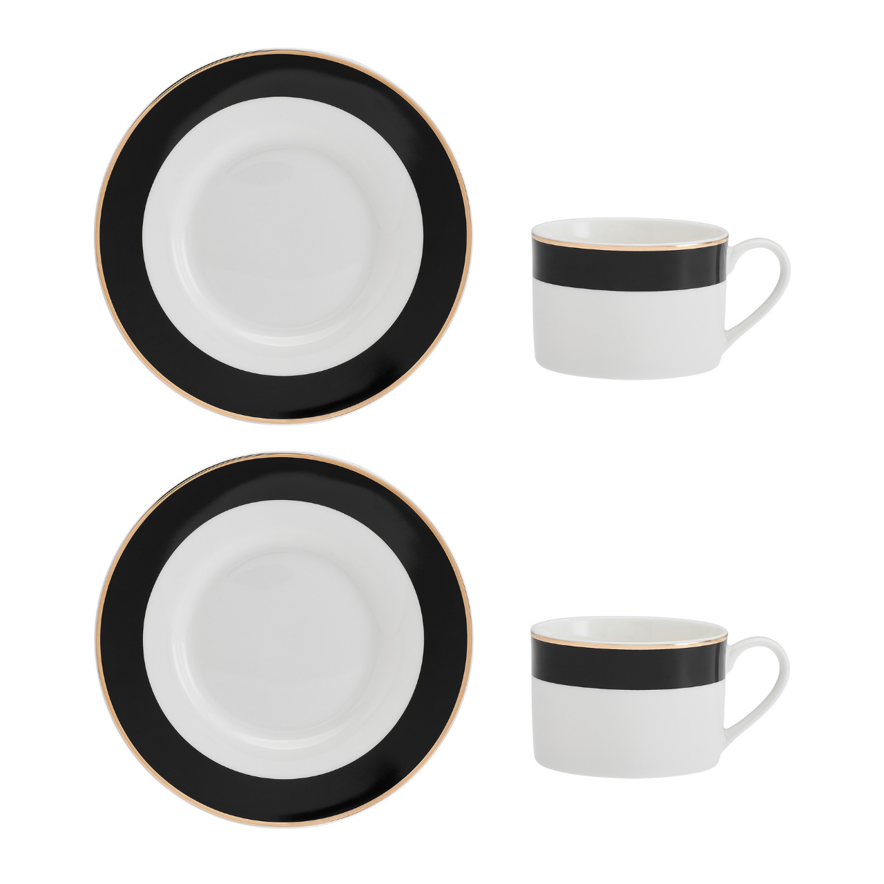 Mikasa MKLDBANDCUPPK2 Luxe Deco 2li 200ml Çay Fincanı ve Tabağı Seti