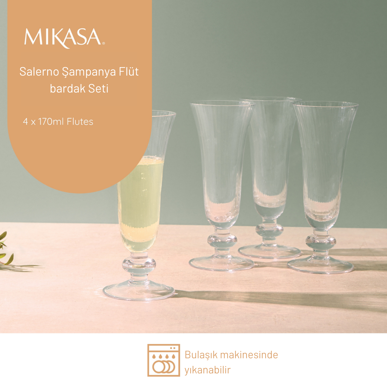 Mikasa MKSALFLU4PC Salerno 4lü 170ml Şampanya Flut Kadehi