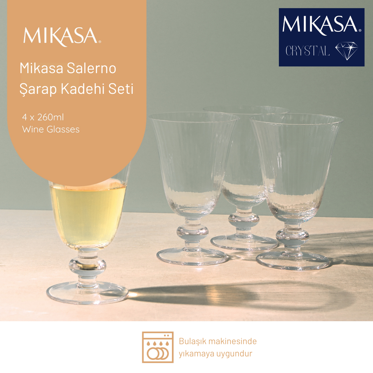 Mikasa MKSALWW4PC Salerno 4lü 260ml Şarap Kadehi