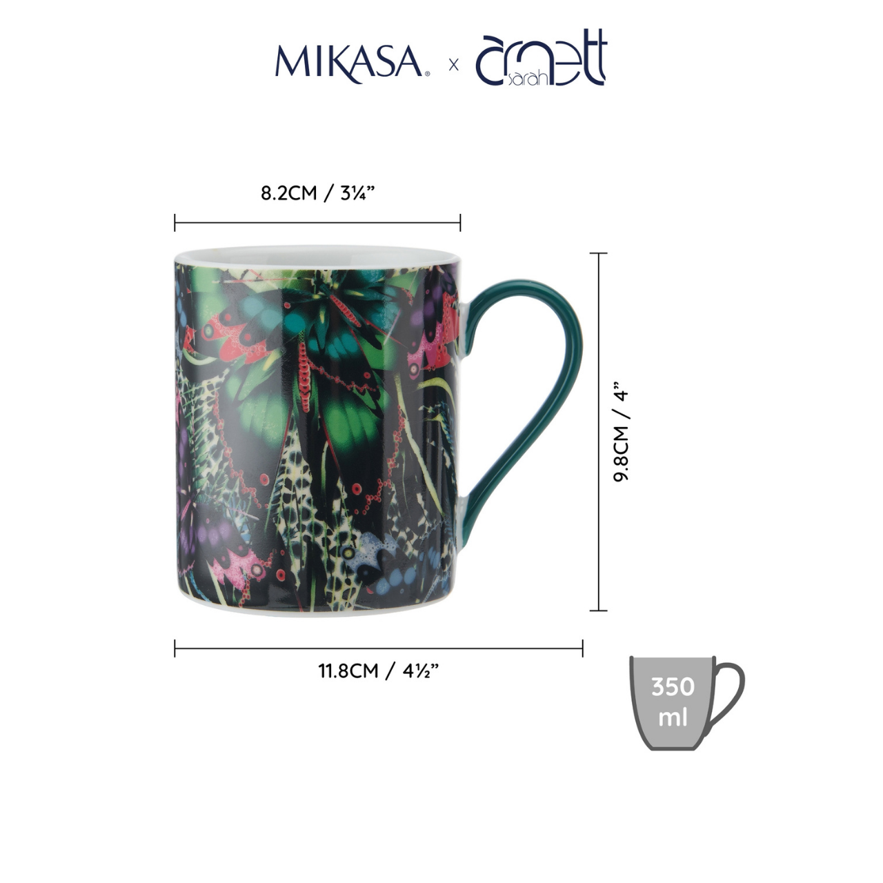 Mikasa MKSAMUGBFLY Sarah Arnett Porselen 300ml Kupa Kelebek