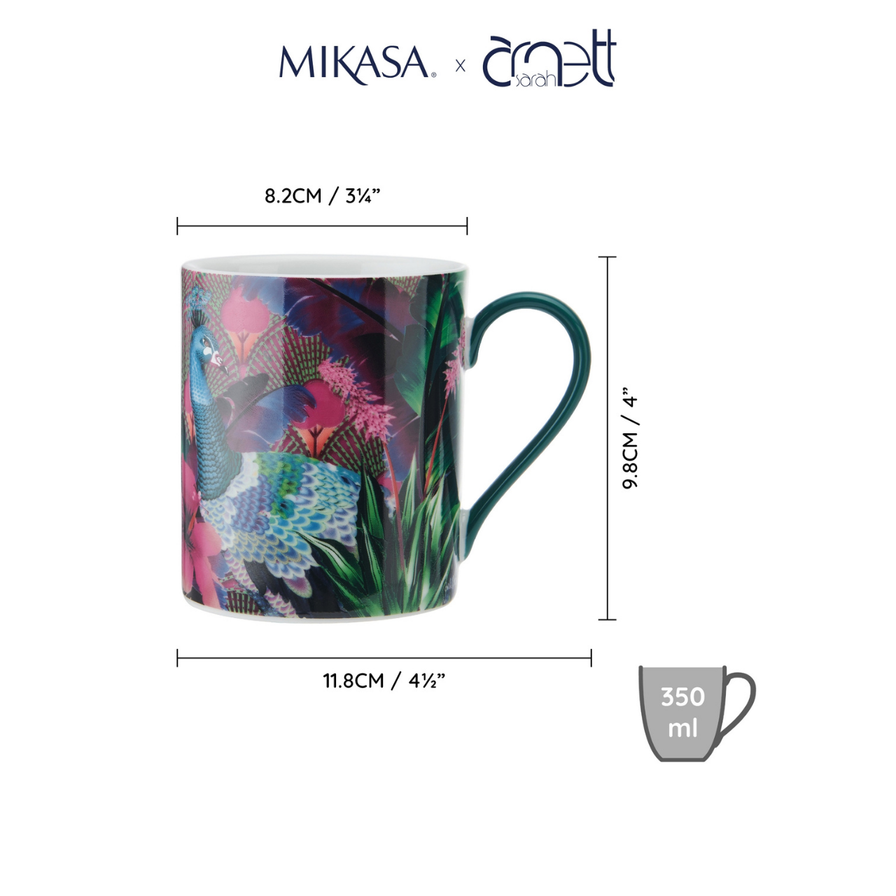 Mikasa MKSAMUGPEA Sarah Arnett Porselen 300ml Kupa Tavuskuşu