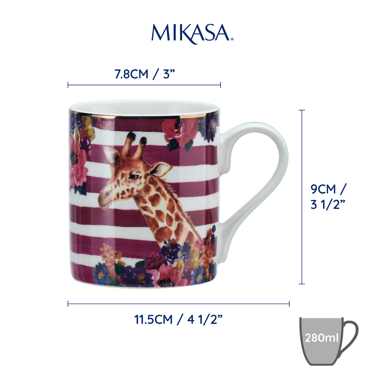 Mikasa MKWILDMUGGIR Wild At Heart Fine China 280ml Kupa Zürafa