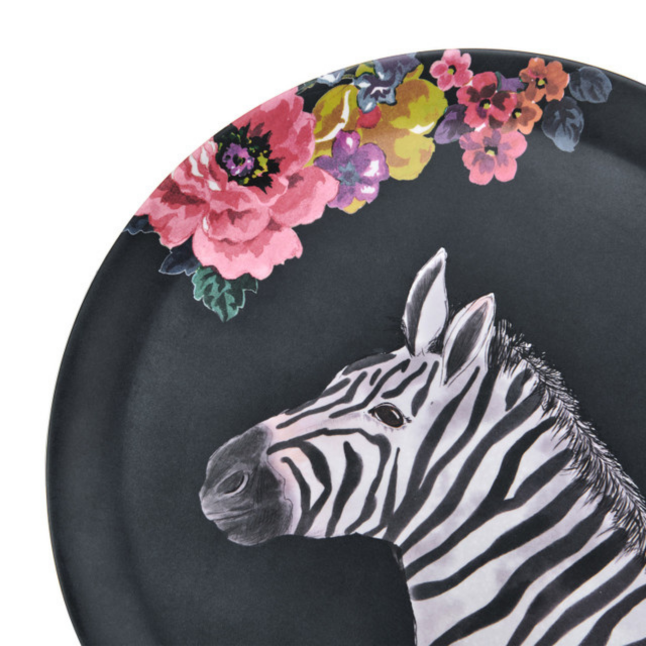 Mikasa MKWILDTRAYZEB Wild at Heart Melamin 36cm Yuvarlak Tepsi Zebra