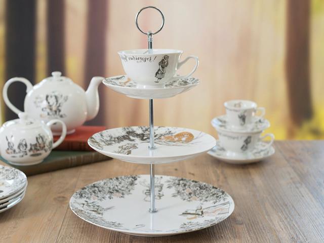 Mikasa x V&A Alice In Wonderland 5200022 Porselen 3 Katlı Kek, Pasta Standı