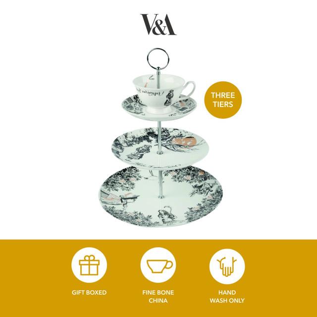 Mikasa x V&A Alice In Wonderland 5200022 Porselen 3 Katlı Kek, Pasta Standı