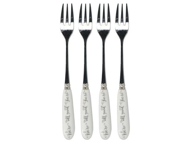 Mikasa x V&A Alice In Wonderland 5227081 Paslanmaz Çelik Porselen Saplı Pasta Çatalı 4lü