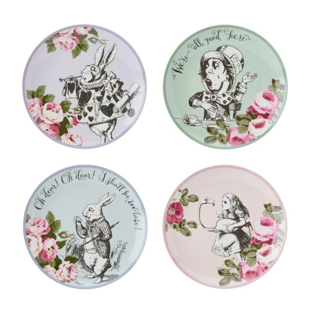 Mikasa x V&A Alice In Wonderland MKALSPLATEPK4 Porselen Fine China 21cm Pasta Tabak Seti 4lü