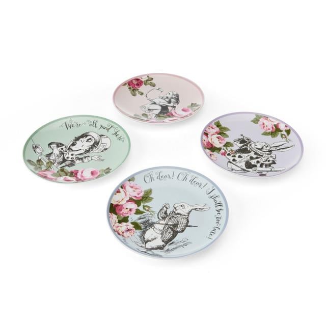 Mikasa x V&A Alice In Wonderland MKALSPLATEPK4 Porselen Fine China 21cm Pasta Tabak Seti 4lü