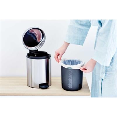 BRABANTIA BRA 112102 001-01-NEWICON FPP MATT STEEL PEDALLI ÇÖP KUTUSU 5L