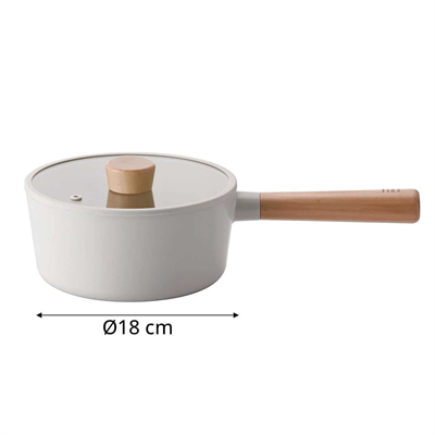 FİKA D-NEOF218 CAM KAPAKLI ALÜMİNYUM DÖKÜM SOS TENCERESİ 18CM, BEJ