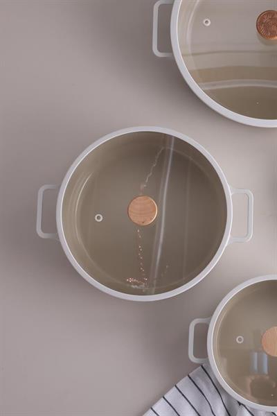 FİKA NEOF226L CAM KAPAKLI ALÜMİNYUM SIĞ TENCERE 26CM BEJ