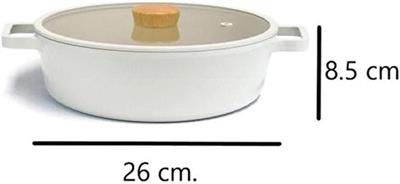 FİKA NEOF226L CAM KAPAKLI ALÜMİNYUM SIĞ TENCERE 26CM BEJ