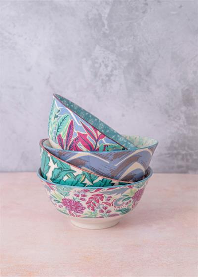 KitchenCraft  KCBOWL15PK4VIB Glazed Sırlı Egzotik Desenli Çorba Kase Seti 4lü