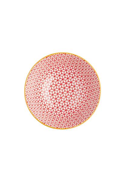 Mikasa KCBOWL06 Glazed Sırlı Seramik Kase Geometrik Mavi Desenli