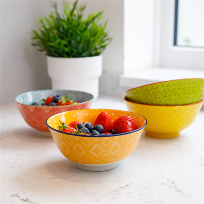 Mikasa KCBOWL07 Glazed Sırlı Seramik Kase Turuncu Nokta Desenli