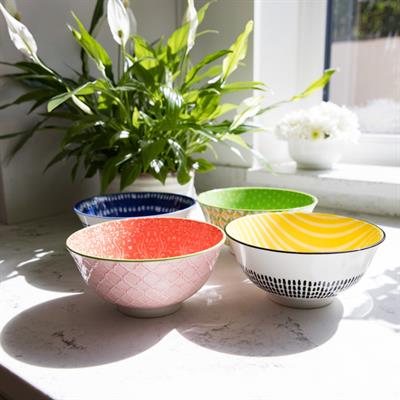 Mikasa KCBOWL12 Glazed Sırlı Seramik Kase Kırmızı Rose Garden Desenli