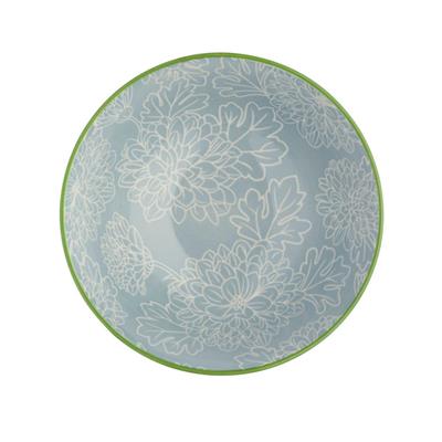 Mikasa KCBOWL13 Glazed Sırlı Seramik Gri Çiçek Desenli Kırmızı Kase