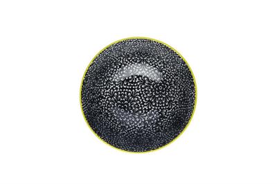 Mikasa KCBOWL15 Glazed Sırlı Seramik Kase Siyah Çiçek Desenli