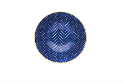 Mikasa KCBOWL18 Glazed Sırlı Seramik Kase Yapraklı İndigo Desenli