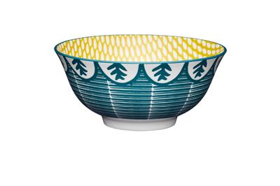 Mikasa KCBOWL28 Glazed Sırlı Seramik Kase Yaprak Yeşili Desenli